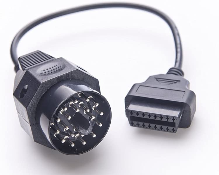 BMW 20-pin round diagnostic plug and 16-pin OBD2 adapter cable
