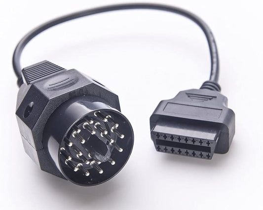 BMW 20-pin round diagnostic plug and 16-pin OBD2 adapter cable
